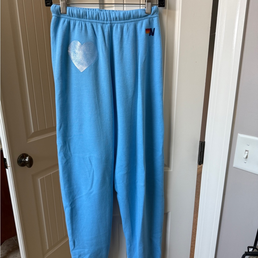 Aviator Nation Glitter Heart Sweatpants